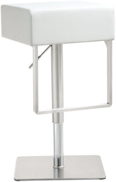 Seville White Performance Vegan Leather and Stainless Steel Adjustable Barstool Model: TOV-K3631
